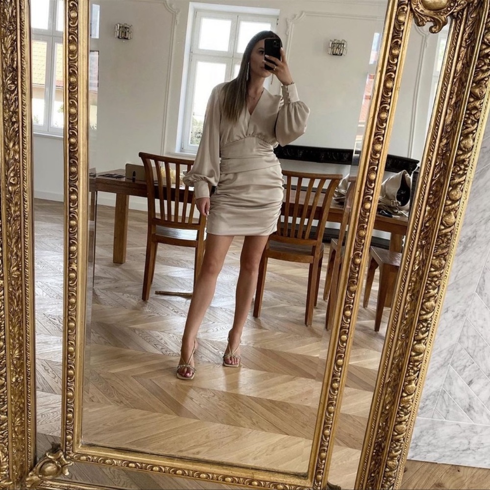 Zara Beige Rhinestone High Heel Sandals - Picture 6 of 16